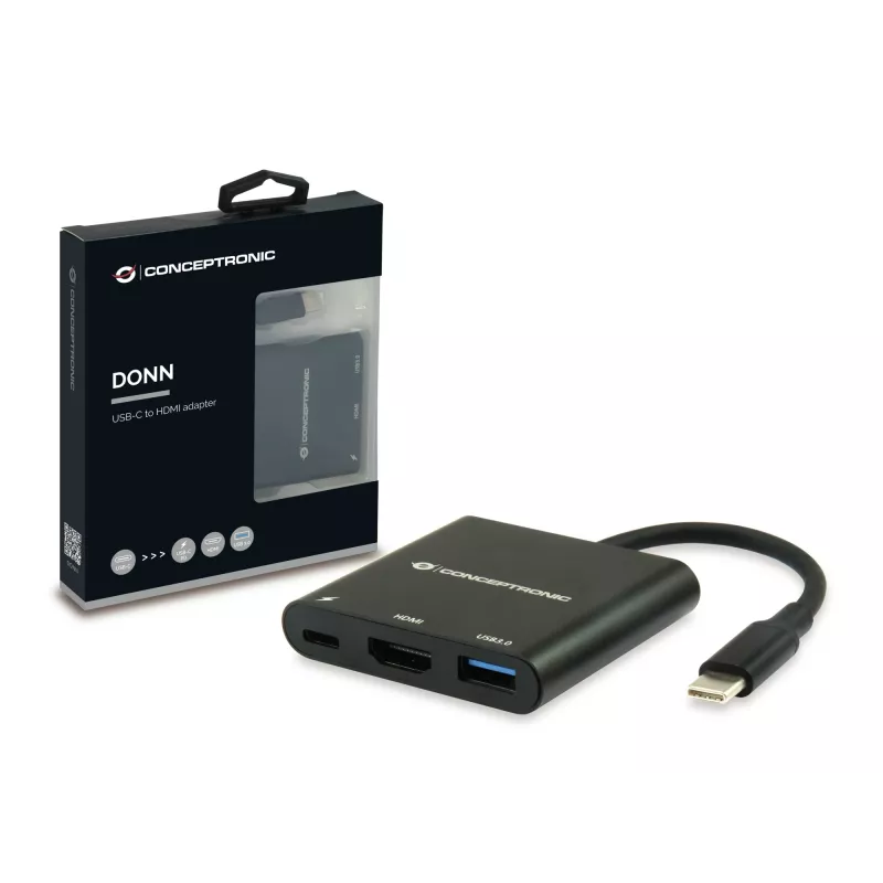 Conceptronic DONN01B laptop dock/port replicator USB 3.2 Gen 1 (3.1 Gen 1) Type-C Black