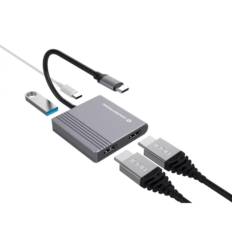 Conceptronic DONN13G laptop dock/port replicator Wired USB 3.2 Gen 1 (3.1 Gen 1) Type-C Grey
