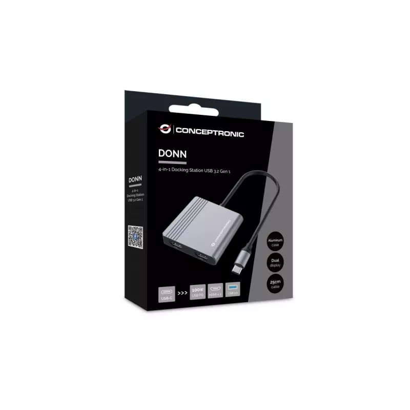 Conceptronic DONN13G laptop dock/port replicator Wired USB 3.2 Gen 1 (3.1 Gen 1) Type-C Grey