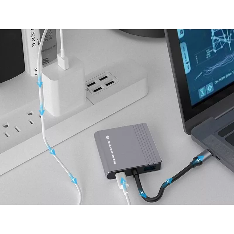 Conceptronic DONN13G laptop dock/port replicator Wired USB 3.2 Gen 1 (3.1 Gen 1) Type-C Grey