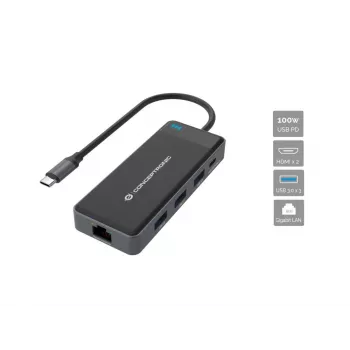Conceptronic DONN14G laptop dock/port replicator Wired USB 3.2 Gen 1 (3.1 Gen 1) Type-C Grey
