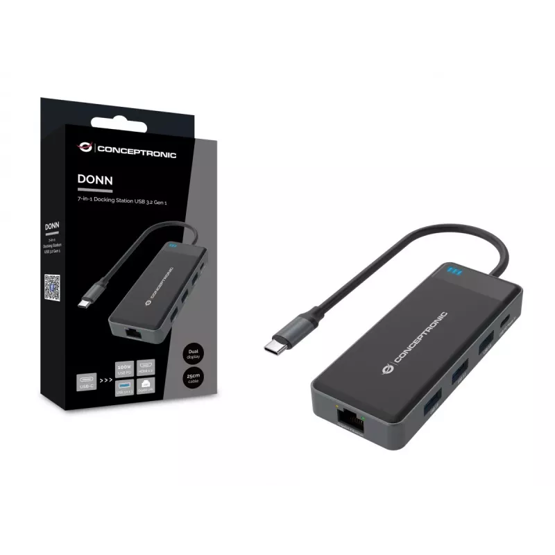 Conceptronic DONN14G laptop dock/port replicator Wired USB 3.2 Gen 1 (3.1 Gen 1) Type-C Grey