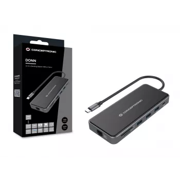 Conceptronic DONN15G laptop dock/port replicator Wired USB 3.2 Gen 1 (3.1 Gen 1) Type-C Grey