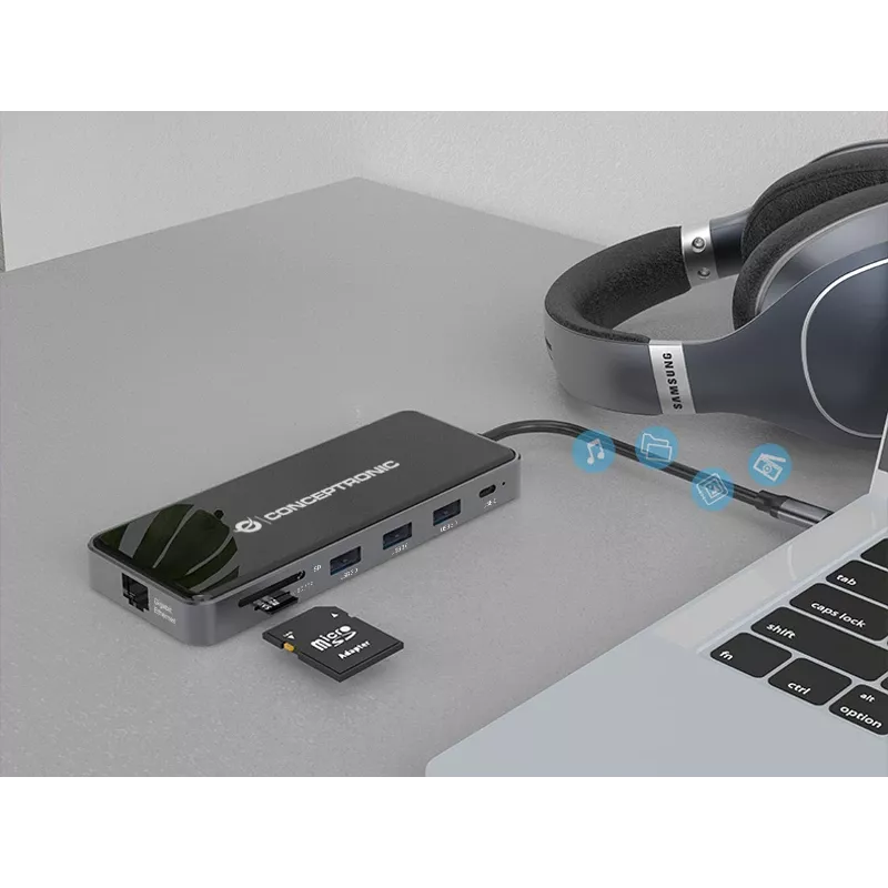 Conceptronic DONN15G laptop dock/port replicator Wired USB 3.2 Gen 1 (3.1 Gen 1) Type-C Grey