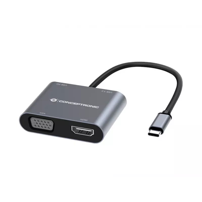 Conceptronic DONN16G Wired USB 3.2 Gen 1 Type-C Grey 100W 4K Ultra HD