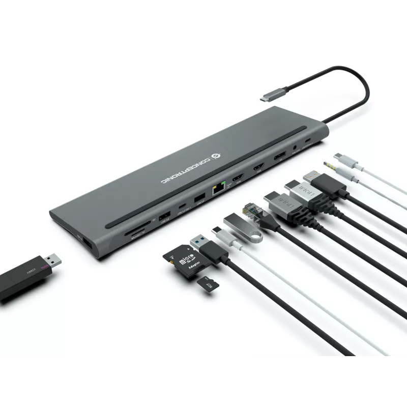 Conceptronic DONN17G laptop dock/port replicator Wired USB 3.2 Gen 1 (3.1 Gen 1) Type-C Grey