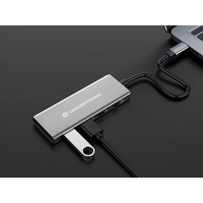 Conceptronic HUBBIES15G interface hub USB 3.2 Gen 2 (3.1 Gen 2) Type-C 10000 Mbit/s Grey