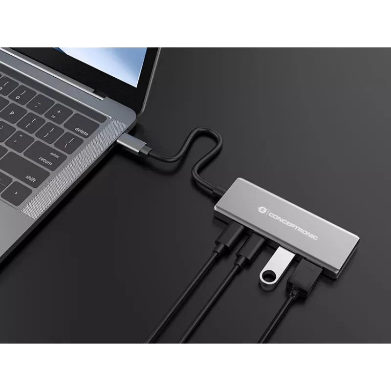 Conceptronic HUBBIES15G interface hub USB 3.2 Gen 2 (3.1 Gen 2) Type-C 10000 Mbit/s Grey
