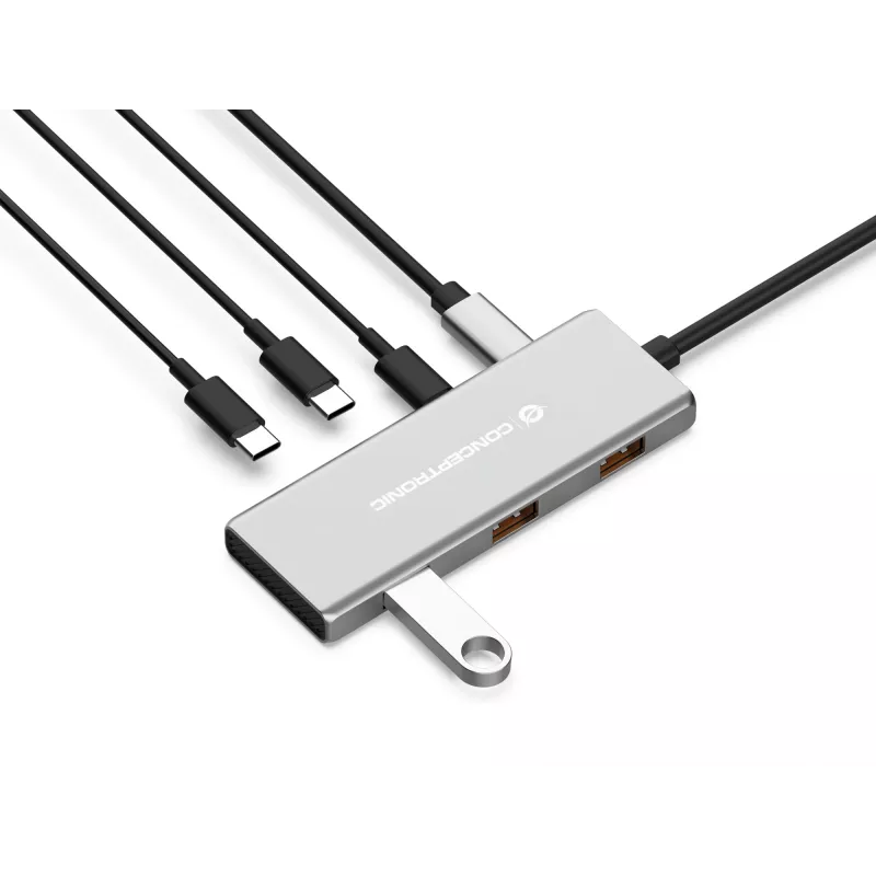Conceptronic HUBBIES17G interface hub USB 3.2 Gen 2 (3.1 Gen 2) Type-C 10000 Mbit/s Grey