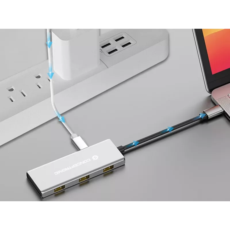 Conceptronic HUBBIES17G interface hub USB 3.2 Gen 2 (3.1 Gen 2) Type-C 10000 Mbit/s Grey