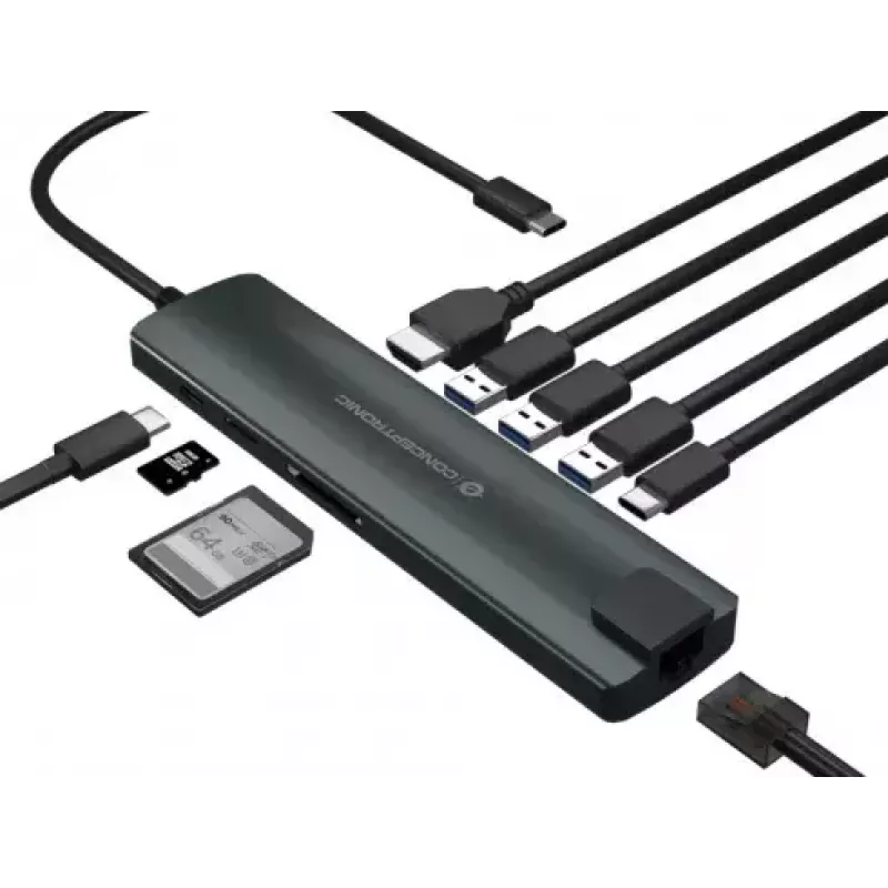 Conceptronic DONN 9-in-1 Multifunctional USB Hub Adapter