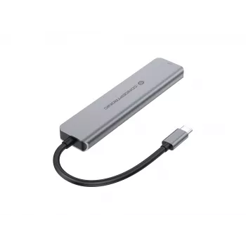 6-in-1 USB 3.2 Gen 1 Docking Station CONCEPTRONIC DONN33G HDMI, 2×USB-A 5Gbps, 2×USB-C 5Gbps, 100W USB PD, Silver