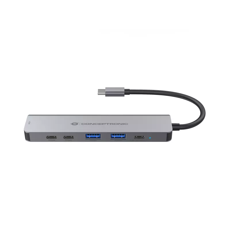 6-in-1 USB 3.2 Gen 1 Docking Station CONCEPTRONIC DONN33G HDMI, 2×USB-A 5Gbps, 2×USB-C 5Gbps, 100W USB PD, Silver