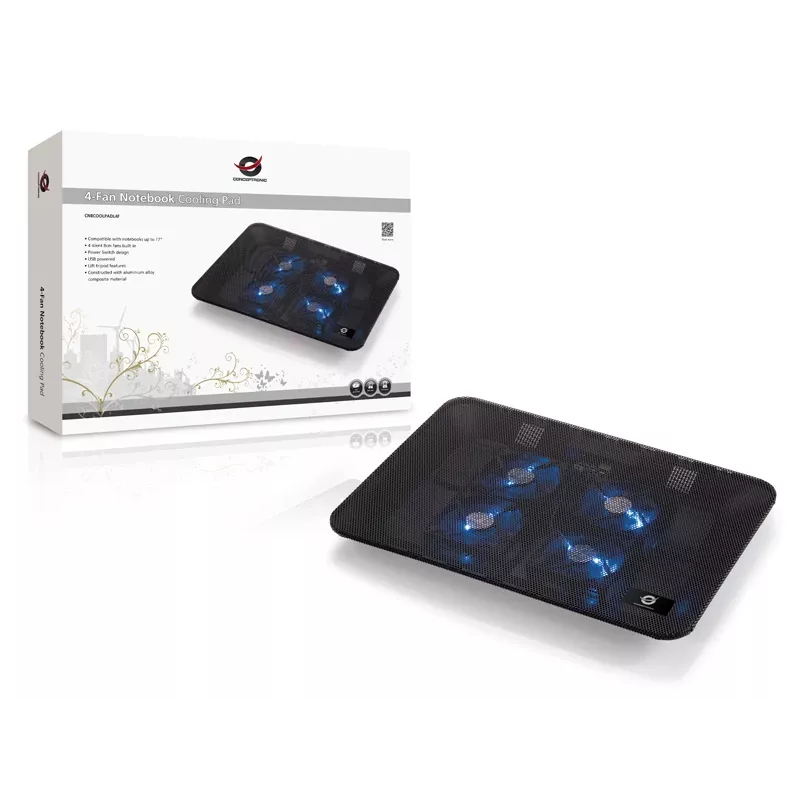 Conceptronic THANA Notebook Cooling Pad, Fits up to 15.6 inch, 4-Fan