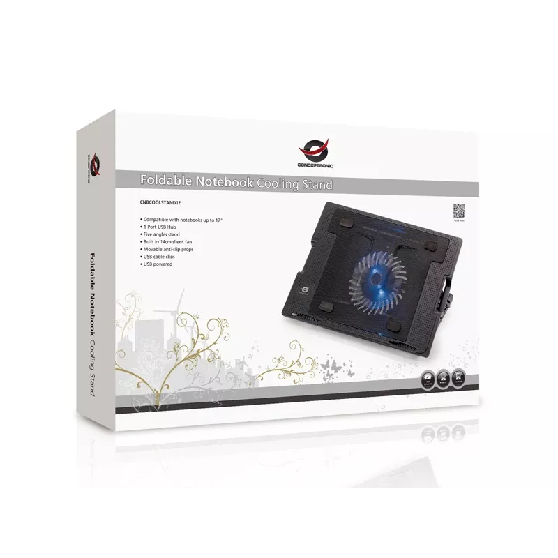Conceptronic THANA Notebook Cooling Pad, Fits up to 17 inch, 1-Fan