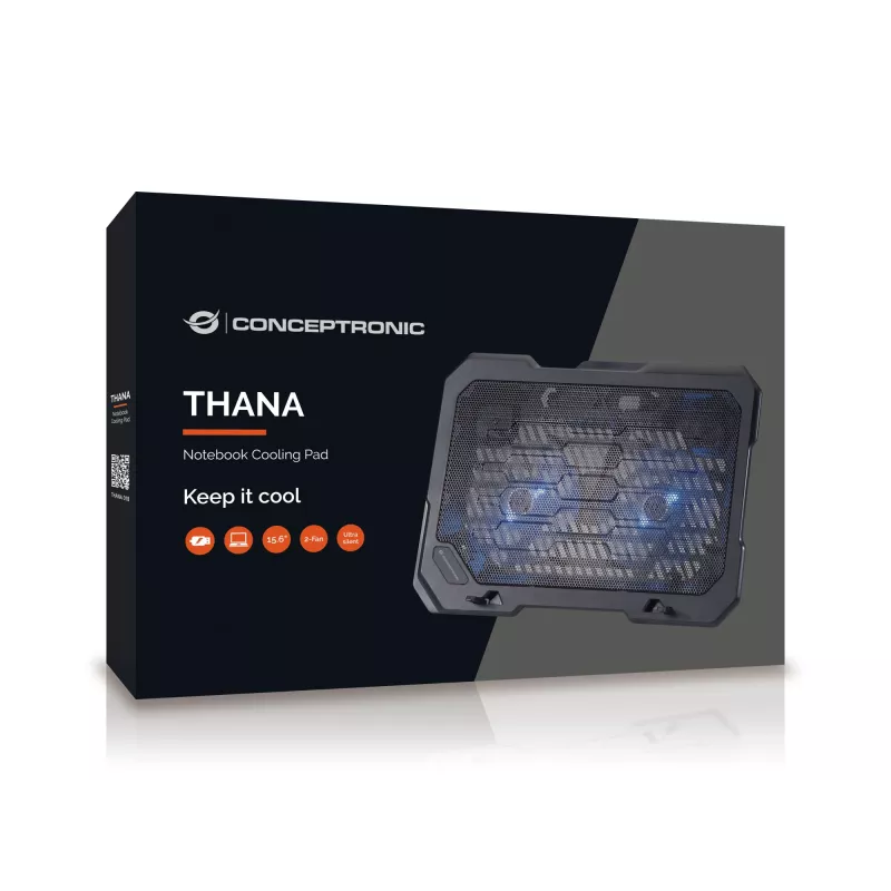 Conceptronic THANA Notebook Cooling Pad, Fits up to 15.6 inch, 2-Fan