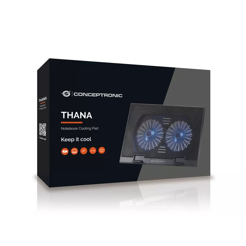 Conceptronic THANA Notebook Cooling Pad, Fits up to 17 inch, 2-Fan