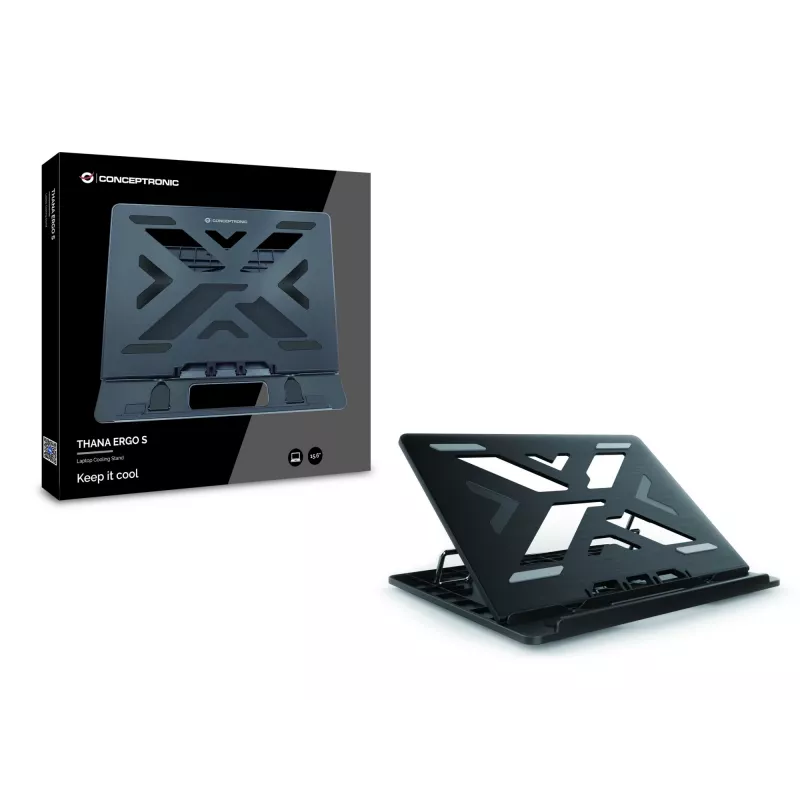 Conceptronic ERGO Laptop Cooling Stand Laptop stand Black 39.6 cm (15.6 inch)
