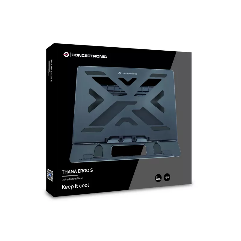 Conceptronic ERGO Laptop Cooling Stand Laptop stand Black 39.6 cm (15.6 inch)
