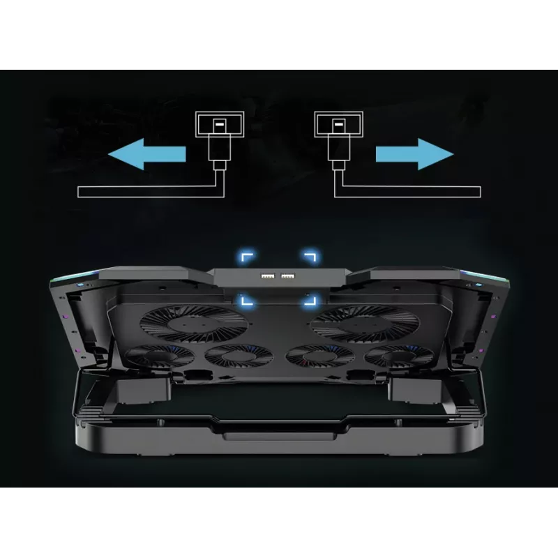 Conceptronic THYIA ERGO 6-Fan Gaming Laptop Cooling Stand, 43.2 cm (17 inch), 6 pc(s), Buttons, Grey, Blue, Green, Red, China