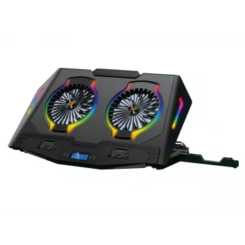 Conceptronic THYIA ERGO 2-Fan Gaming Laptop Cooling Stand, 43.2 cm (17 inch), 2 pc(s), Buttons, Black, Blue, Green, Red, China
