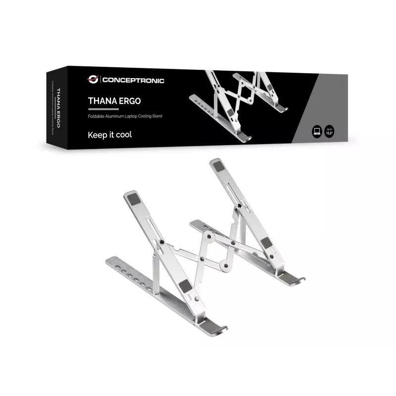 Conceptronic THANA04S ERGO Foldable Aluminum Laptop Cooling Stand
