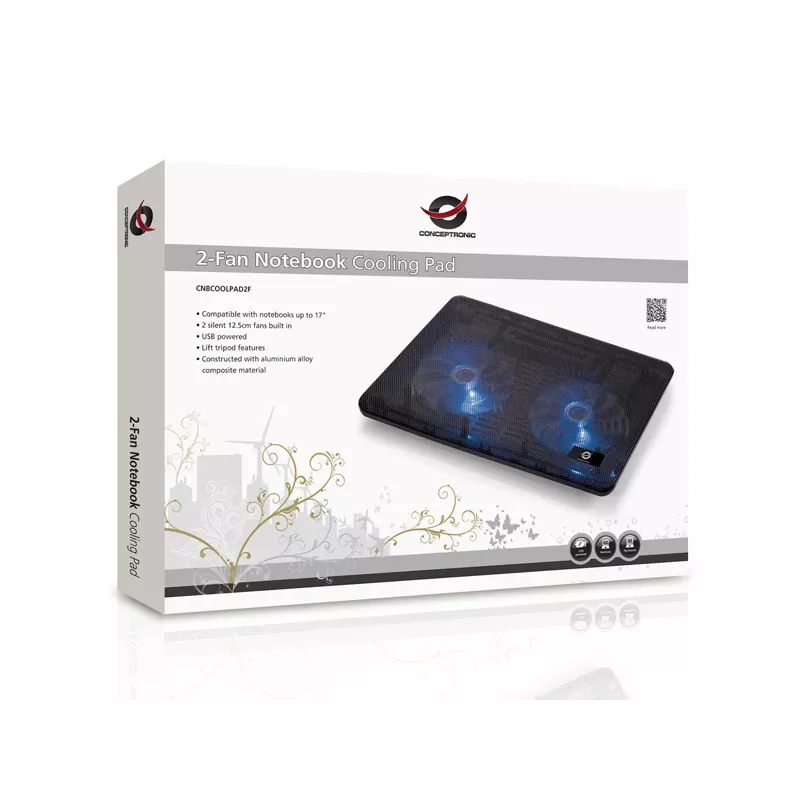 Conceptronic THANA Notebook Cooling Pad, Fits up to 15.6 inch, 2-Fan