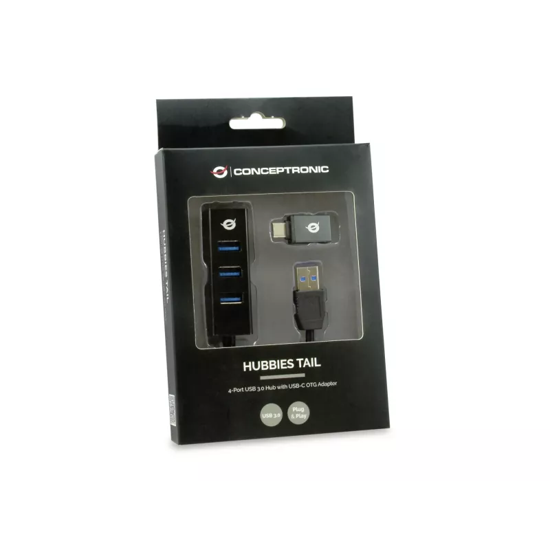 USB Hub Conceptronic HUBBIES 4-Port USB 3.0 Hub with USB-C OTG Adapter
