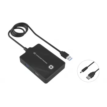 Conceptronic HUBBIES 4-Port USB 3.0/2.0 Hub, 90cm cable, USB 3.2 Gen 1 (3.1 Gen 1) Type-A, Black, USB 2.0, USB 3.2 Gen 1 (3.1 Gen 1) Type-A, China, 87 mm, 55 mm