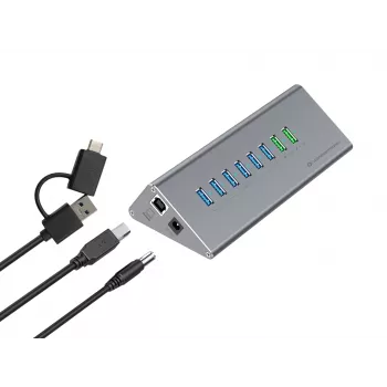 Conceptronic HUBBIES18G 10-in-1 60W USB 3.0 Hub Charger Combo, 2-in-1 USB-C USB-A Cable, USB 3.2 Gen 1