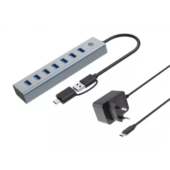 Conceptronic HUBBIES21GP 7-Port USB 3.0 Hub with Power Adapter, 5Gbps, USB-A x 7