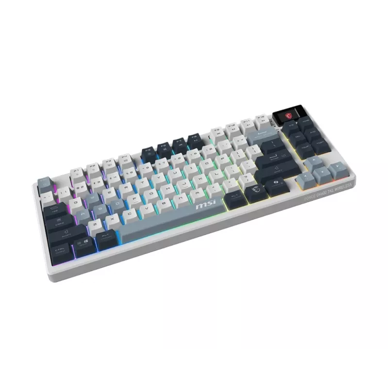 Keyboard MSI FORGE GK600 TKL WIRELESS SKY — Tenkeyless mechanical, USB + Bluetooth, QWERTY UK English, RGB, Blue/White
