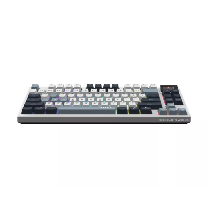 Keyboard MSI FORGE GK600 TKL WIRELESS SKY — Tenkeyless mechanical, USB + Bluetooth, QWERTY UK English, RGB, Blue/White