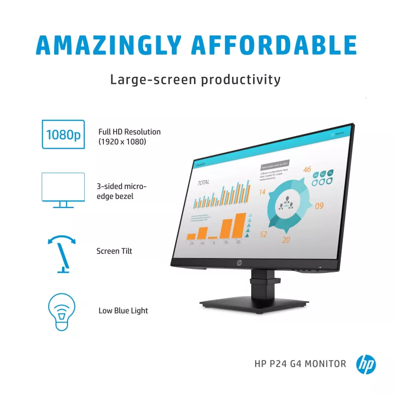 HP P-Series P24 G4 computer monitor 60.5 cm (23.8 inch) 1920 x 1080 pixels Full HD