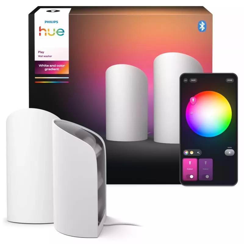 Wall washer lamp Philips Hue Play — LED, 1035 lm, 25,000 h lifetime, white, aluminium/synthetics, 100–240V