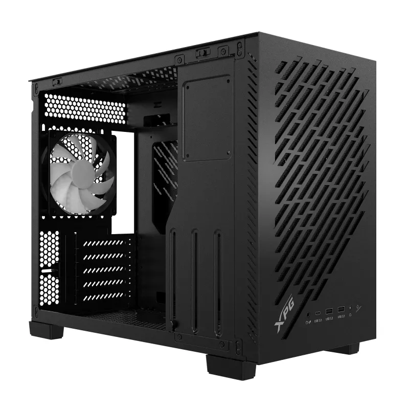 XPG VALOR AIR NANO MID-TOWER CHASSIS - Black, Midi Tower, PC, Black, micro ATX, Mini-ITX, SPCC, 17 cm
