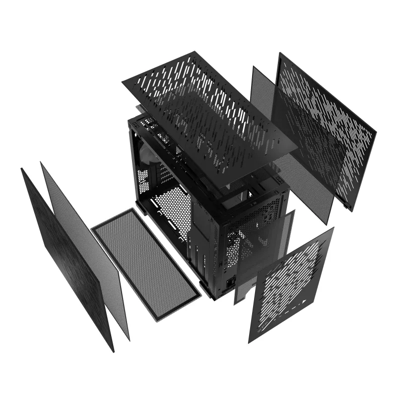 XPG VALOR AIR NANO MID-TOWER CHASSIS - Black, Midi Tower, PC, Black, micro ATX, Mini-ITX, SPCC, 17 cm