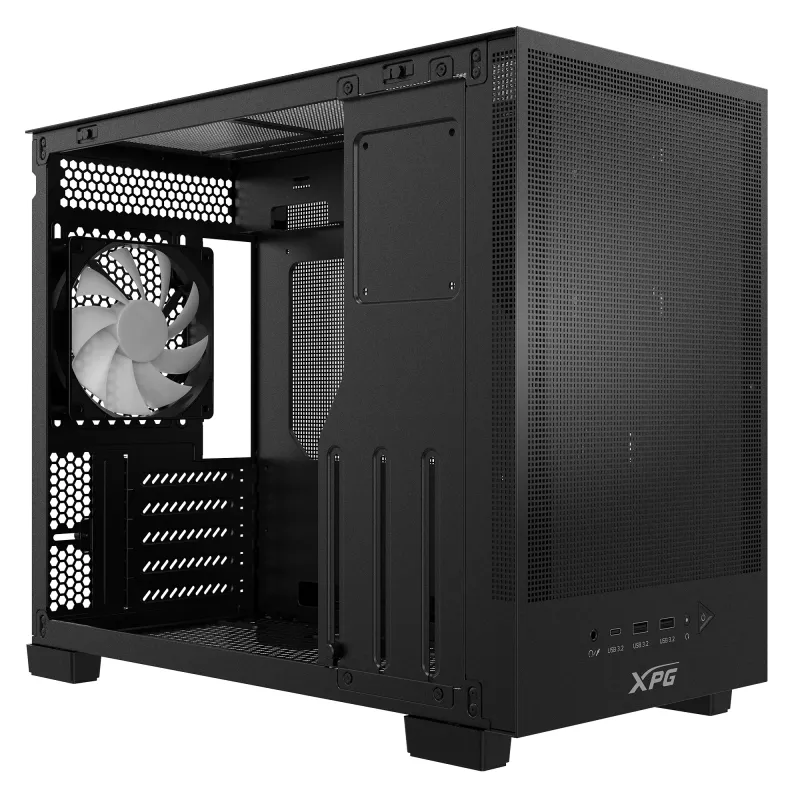 XPG VALOR MESH NANO MID-TOWER-CHASSIS - Black, Midi Tower, PC, Black, micro ATX, Mini-ITX, SPCC, 17 cm