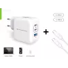 Conceptronic 3-Port 67W GaN USB PD Charger with USB-C Charging Cable, USB-C x 2, USB-A x 1, QC 3.0, PPS