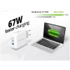 Conceptronic 3-Port 67W GaN USB PD Charger with USB-C Charging Cable, USB-C x 2, USB-A x 1, QC 3.0, PPS