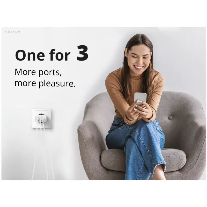 Conceptronic 3-Port 67W GaN USB PD Charger with USB-C Charging Cable, USB-C x 2, USB-A x 1, QC 3.0, PPS