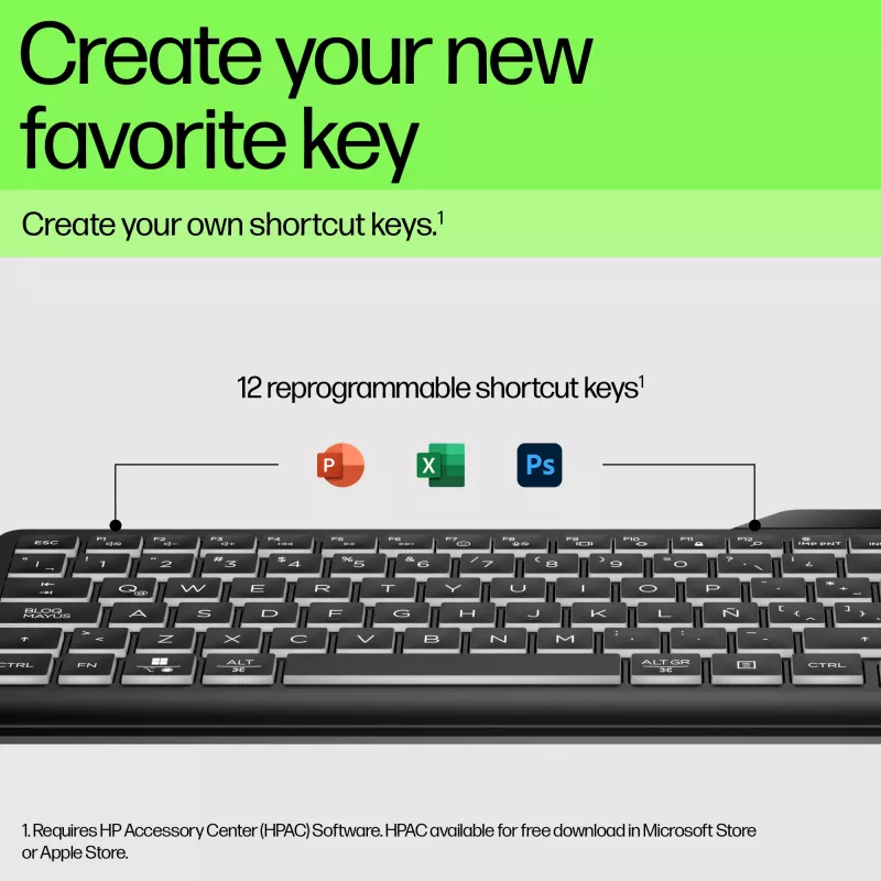 HP 400 Backlit Wired Keyboard Full-size USB Black