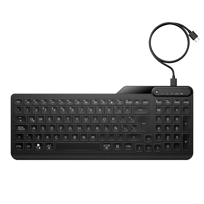 HP 400 Backlit Wired Keyboard Full-size USB Black