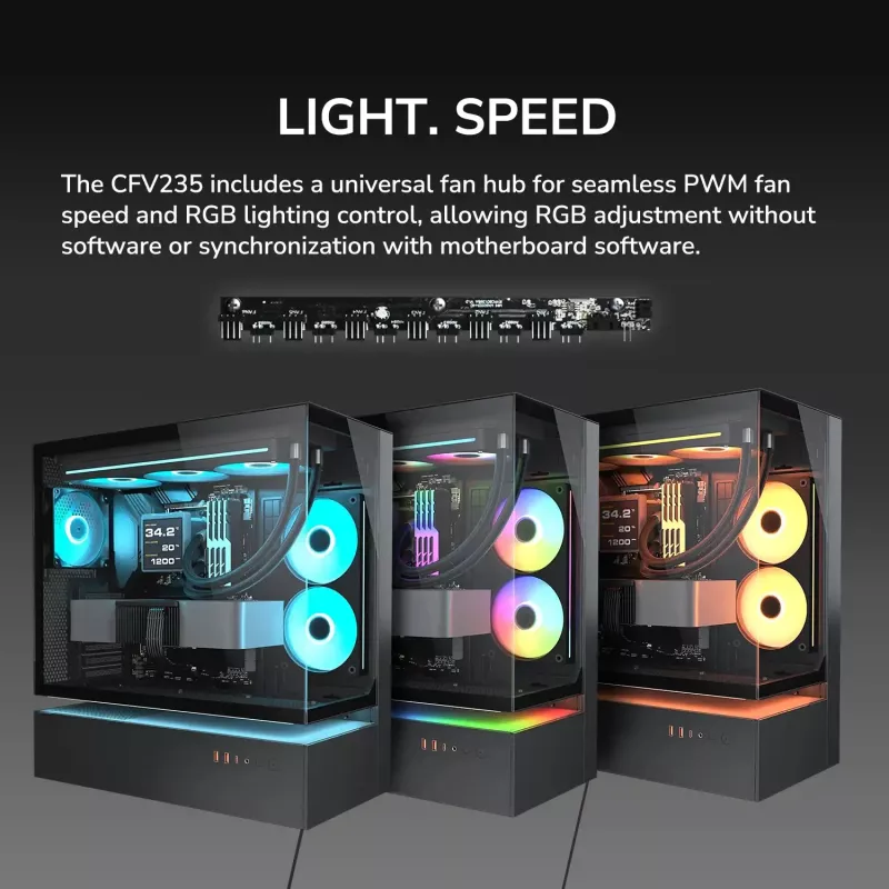 COUGAR Midi Tower Case, CFV235, ARGB, Glass, Black