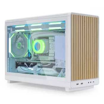 PC Case Lian Li A3-mATX Micro Tower — White with Wood, supports ATX/SFX/SFX-L PSUs, Micro-ATX/Micro-ITX, 1x3.5 inch + 2x2.5 inch