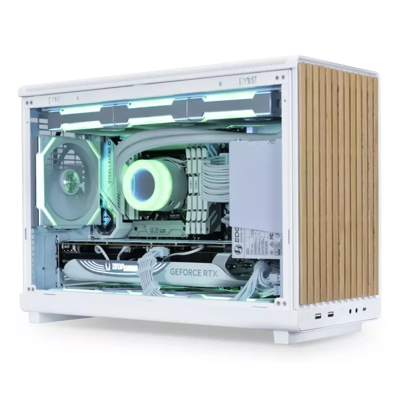 PC Case Lian Li A3-mATX Micro Tower — White with Wood, supports ATX/SFX/SFX-L PSUs, Micro-ATX/Micro-ITX, 1x3.5 inch + 2x2.5 inch