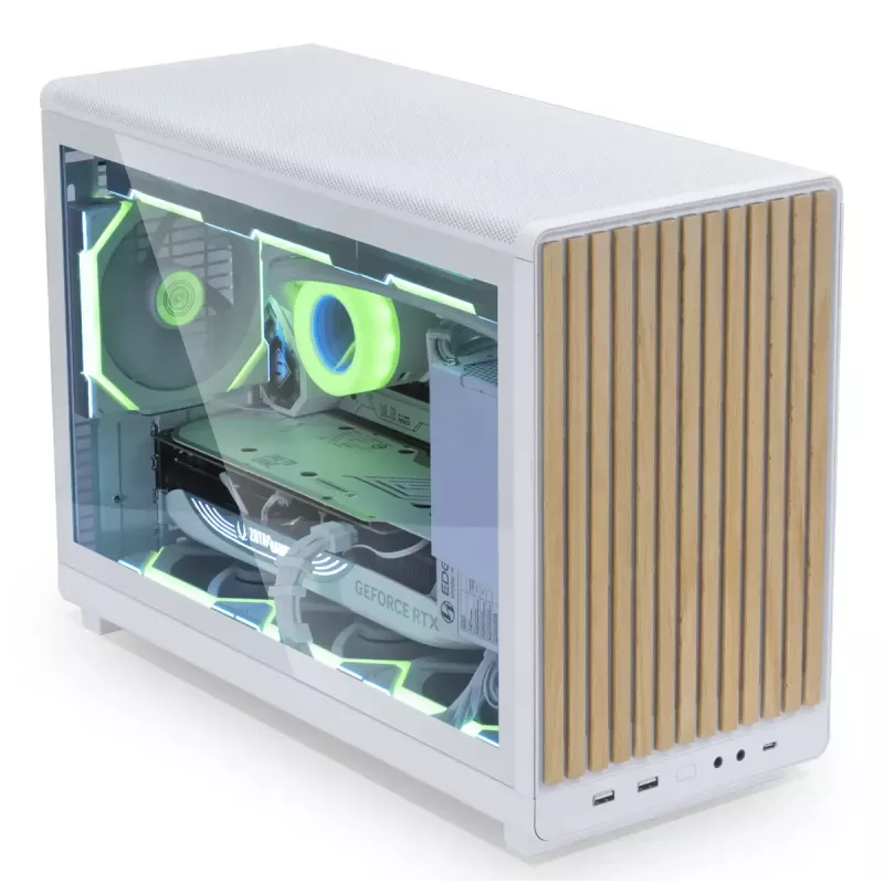 PC Case Lian Li A3-mATX Micro Tower — White with Wood, supports ATX/SFX/SFX-L PSUs, Micro-ATX/Micro-ITX, 1x3.5 inch + 2x2.5 inch