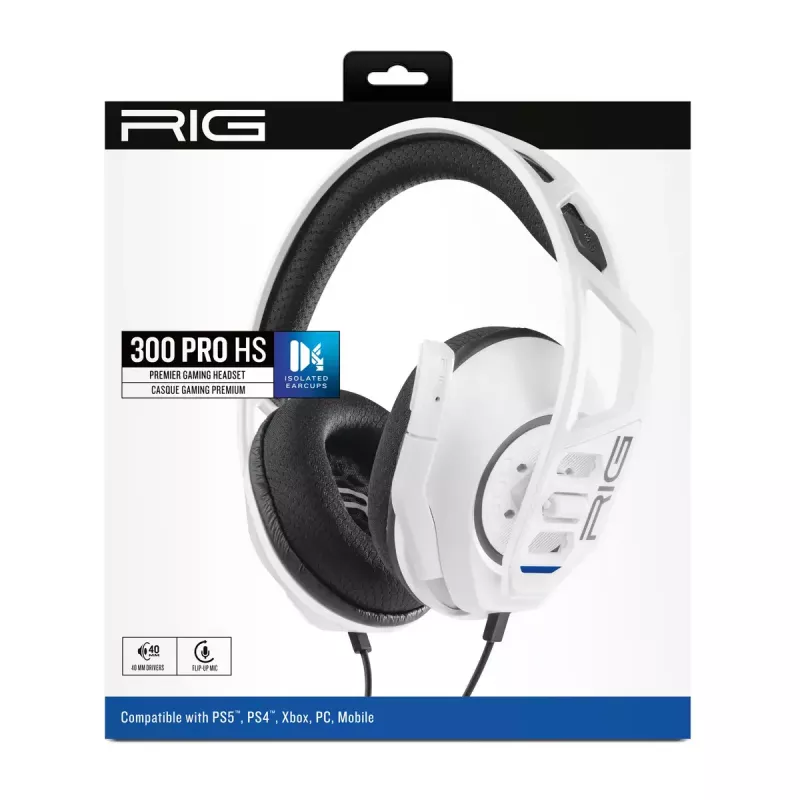 Headset nacon RIG 300 PRO HS — wired head-band gaming headset, circumaural, 20–20000 Hz, 1.2 m cable, white