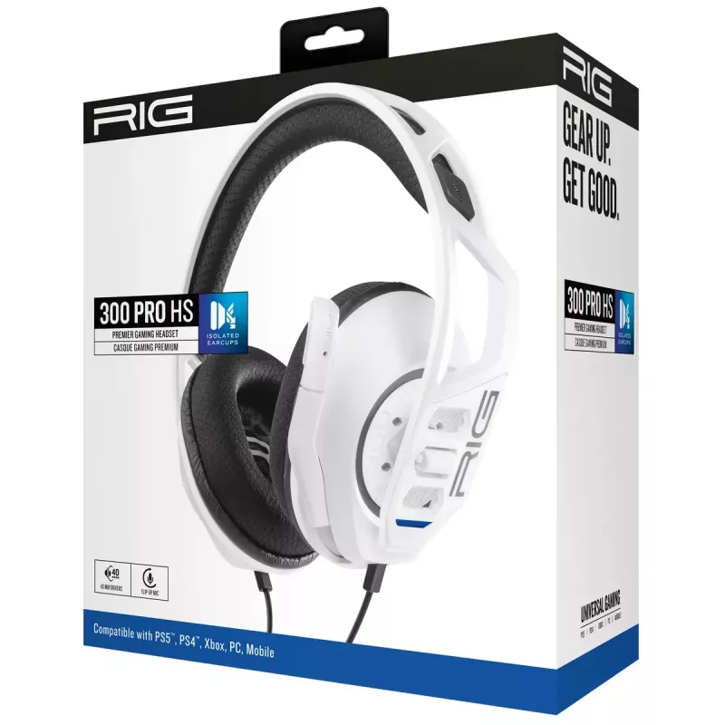 Headset nacon RIG 300 PRO HS — wired head-band gaming headset, circumaural, 20–20000 Hz, 1.2 m cable, white