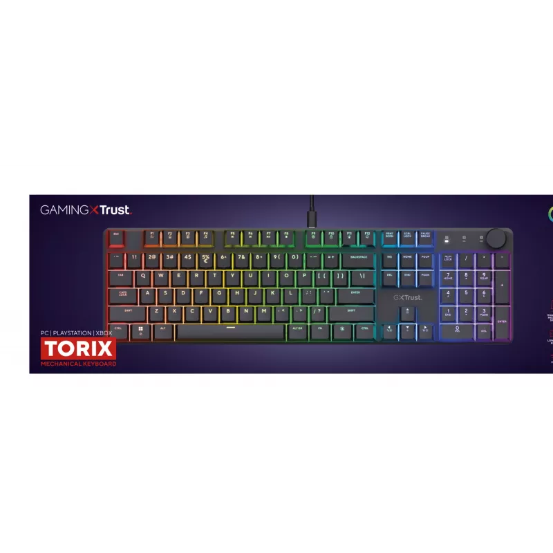 Mechanical Gaming Keyboard TRUST GXT 866 TORIX USB Full-size 104-key QWERTY Black RGB